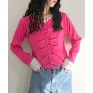 カーディガン なみなみレイヤードカーディガン レディース