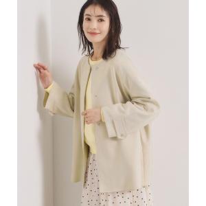 ノーカラーコート コート カットスエードコート レディース