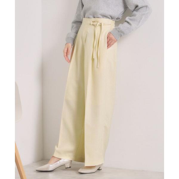 ワイドパンツ パンツ 「手洗い可／ウエストゴム」ループベルトワイドパンツ レディース