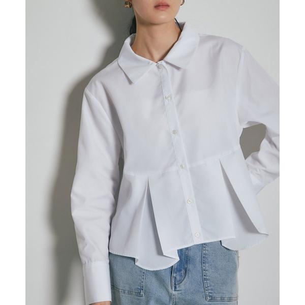 ブラウス シャツ FLARE HEM PLEATED SHIRT レディース