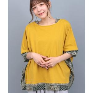 tシャツ 柄切替スクエアポンチョ レディース