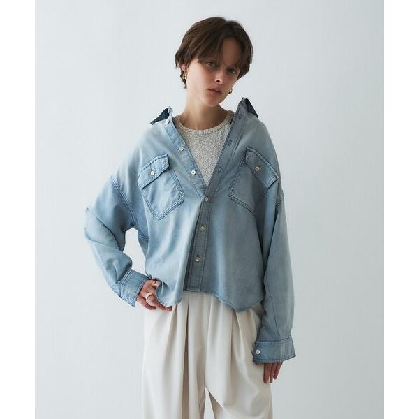 ブラウス シャツ 「マシンウォッシュ」シアーデニムオーバーシャツ レディース