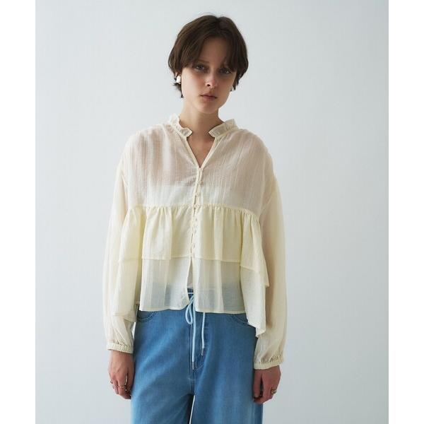 ブラウス シャツ 「手洗い可」シアーティアードフリルブラウス レディース