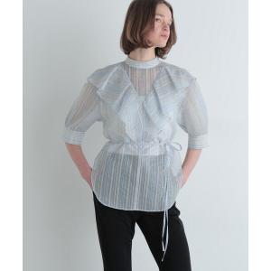 ブラウス シャツ ストライプラッフルブラウス レ...の商品画像