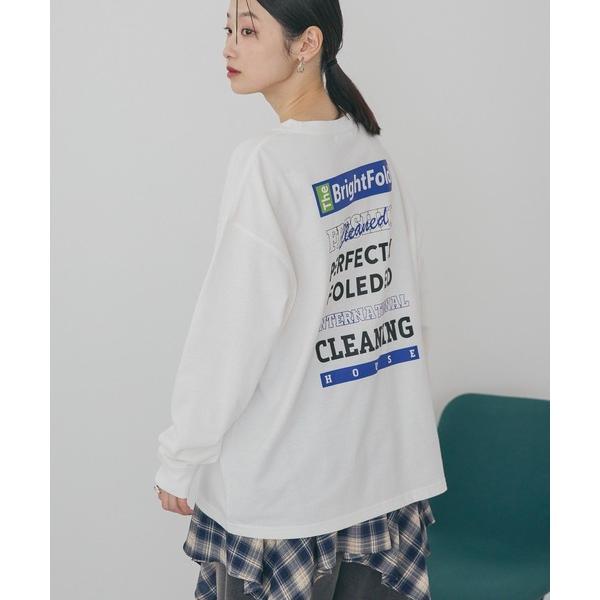 tシャツ カンパニーロゴ風ロングTシャツ レディース