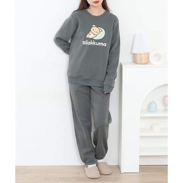パジャマ リラックマプリント裏起毛上下セット メンズ レディース
