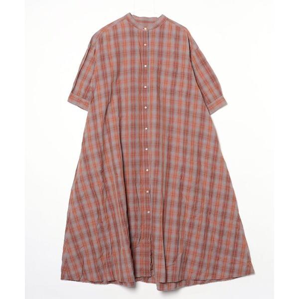 「PENDLETON」 チェック柄7分袖ワンピース FREE ブラウン レディース