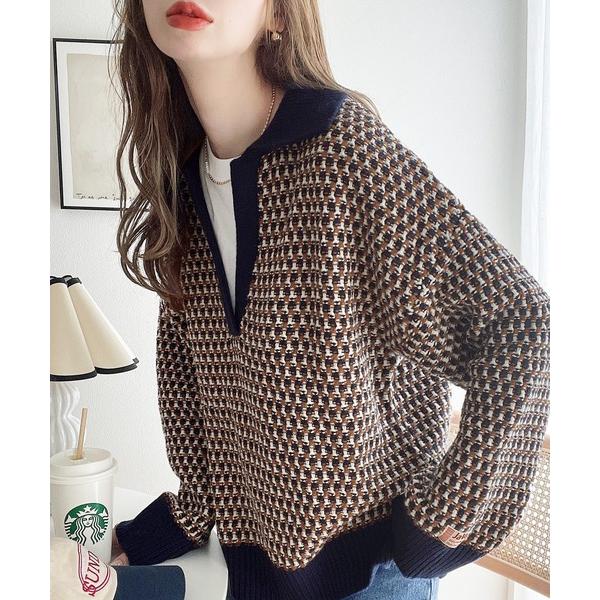 「Java」 長袖ニット LARGE ネイビー レディース