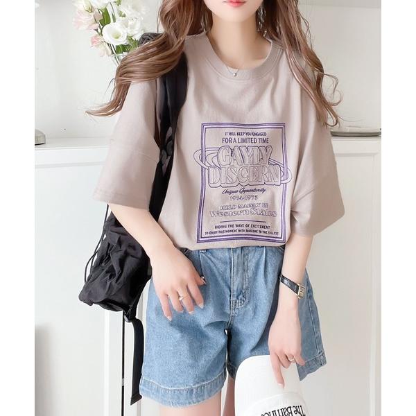 「Java」 半袖Tシャツ LARGE ピンクベージュ レディース