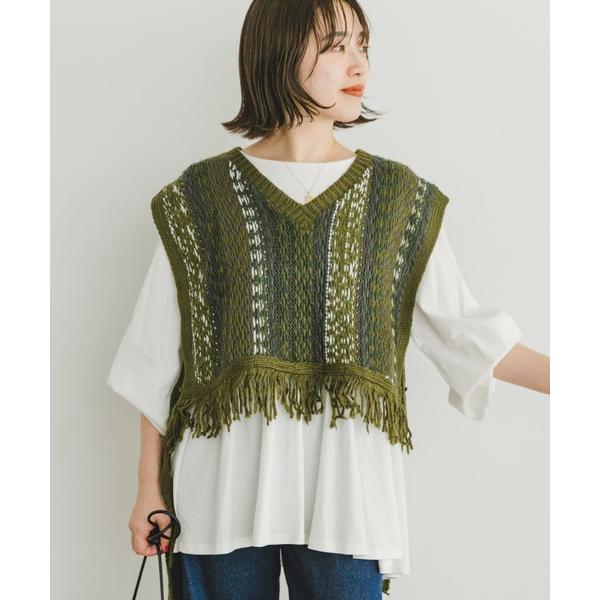 「ITEMS URBANRESEARCH」 ニットベスト FREE カーキ レディース