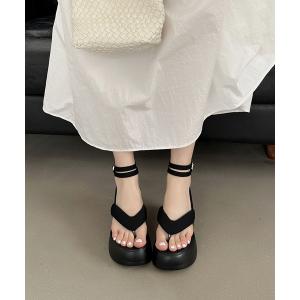 サンダル ラップアップストラップトングサンダル レディース