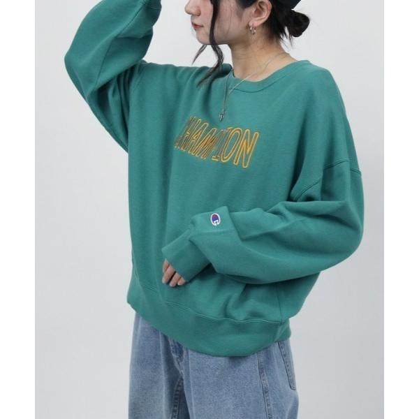 「Champion」 スウェットカットソー L グリーン レディース