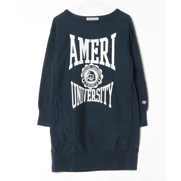 「AMERICANA」 長袖ワンピース - ネイビー レディース