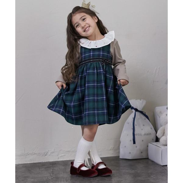 ワンピース チェックドッキングワンピース キッズ 子供服 女の子