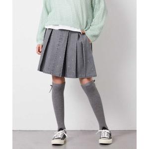 スカート 「120-160」ビジューデニムプリーツスカート キッズ 子供服