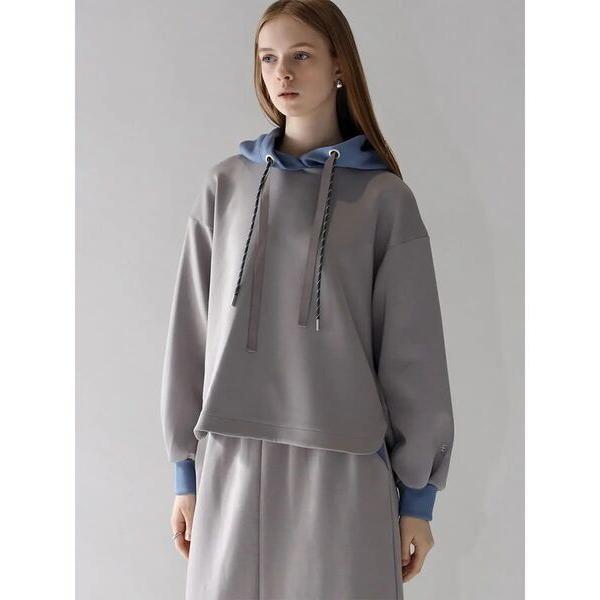 パーカー BI-COLOR BONDING HOODIE(GRAY，BLACK) レディース