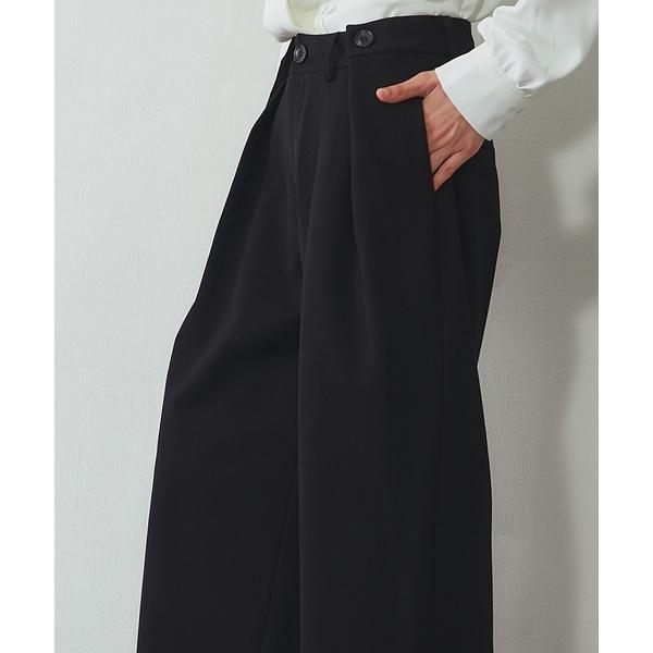 ワイドパンツ スラックス パンツ サイドタックワイドパンツ レディース
