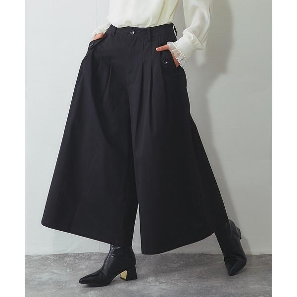 パンツ スカートライクなタック入りワイドパンツ レディース