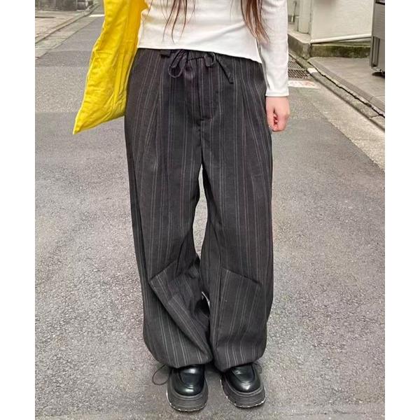 パンツ ストライプワイドパンツ レディース