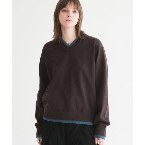 セーター ニット LAYERED STYLE VNECK KNIT/レイヤードスタイルVネックニット...