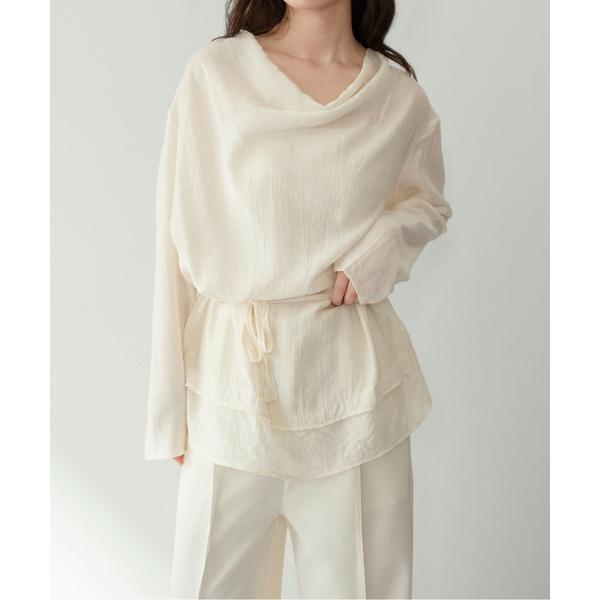 ブラウス シャツ 「on:nue」「着用動画あり！」 ドレープレイヤードデザインブラウス /2026...