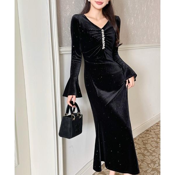 ドレス YUGA_YGMC　　Sequined velvet mermaid dress