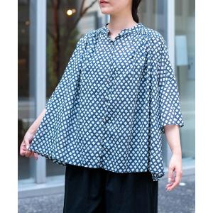 ブラウス シャツ 夏 「Brocante / ブロカント」 インドプリント(チェック) シスフロンセシャツ レディース