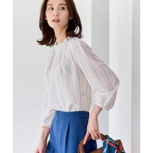 ブラウス シャツ 「セットアップ可」ストライプ柄ジャカードブラウス レディース