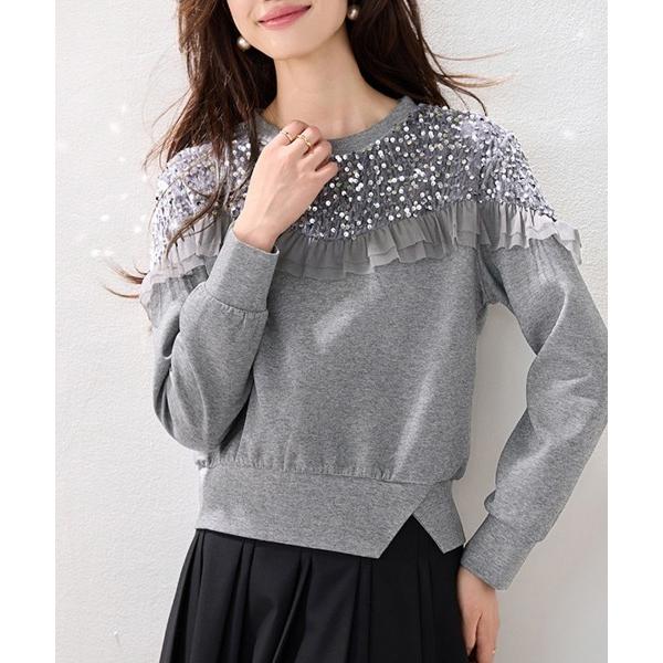 トレーナー スウェット 装飾入りスウェットトップス レディース