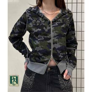 パーカー アップリケロゴサーマルパーカー レディース