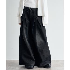 ジーンズ 「ELLUV/エルヴ」13ozティックネスデニム ディメンションタック ワイドフレアスラックス メンズ レディース｜ZOZOTOWN Yahoo!店