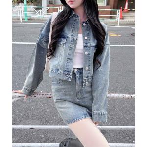 デニムジャケット gジャン ビジュー付Gジャン(セットアップ対応) レディース