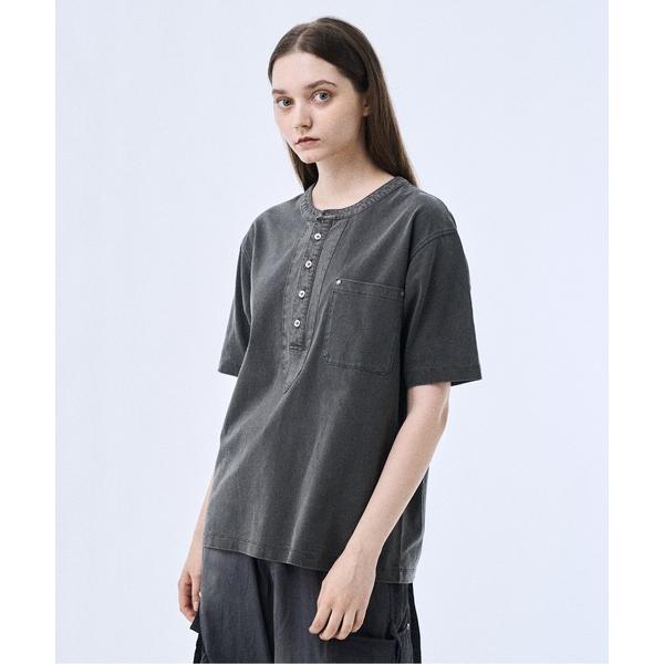 ヘンリーネック tシャツ Metal button henly neck T-shirts / メタ...