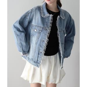 デニムジャケット gジャン レースドッキングデニムジャケット レディース