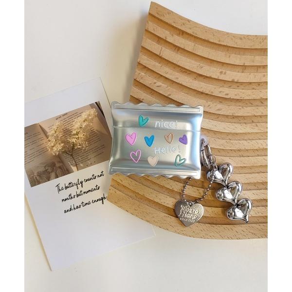 イヤホン ヘッドホン パステルハート柄エアポッツケース