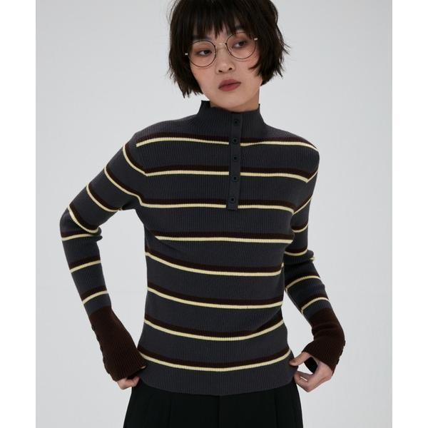 ニット セーター front button border knit tops / フロントボタンボー...