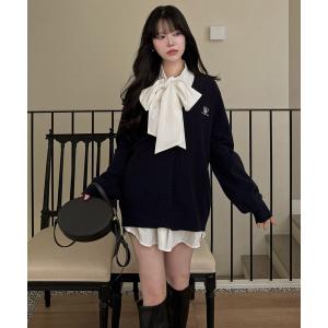 カーディガン 柄編みビッグシルエットカーディガン レディース