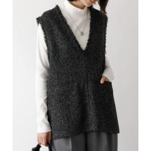 ベスト ジレ ツイードフリンジベスト レディース