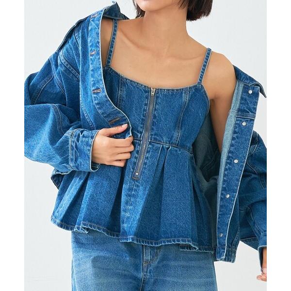 キャミソール ウォッシュドデニムキャミ/レイヤード/バックリボン/春服/夏服