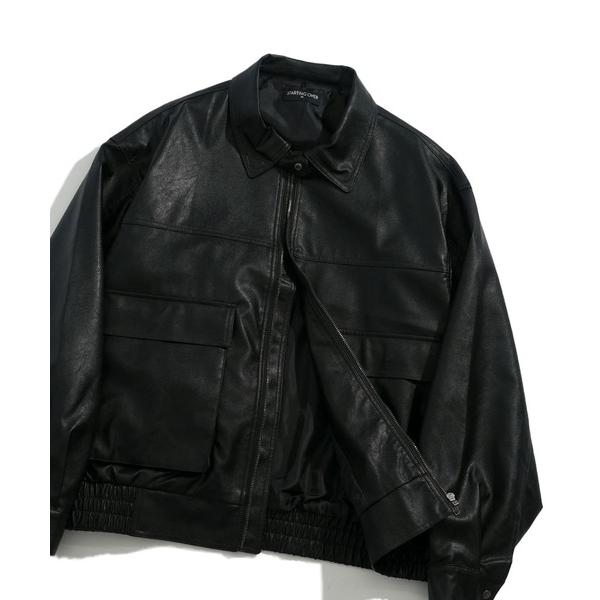 ブルゾン アウター 2WAY ヴィンテージライク PU レザー 襟ボア ブルゾン/レザレット ブルゾ...