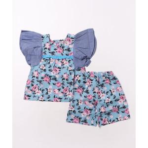 セットアップ 袖フリルブラウス+布帛パンツセット キッズ 子供服 女の子