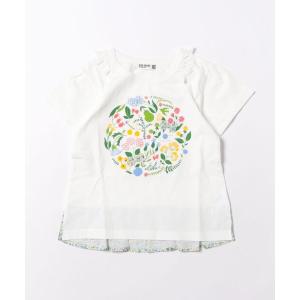 tシャツ フラワープリントカットソー半袖Tシャツ キッズ 子供服 女の子