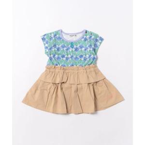 ワンピース フラワープリント切り替えワンピース キッズ 子供服 女の子