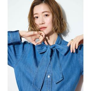 ブラウス シャツ デニムボウタイブラウス レディース