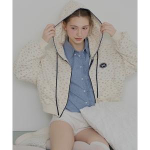 パーカー 花柄ステッチフーディー レディース