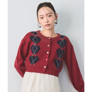カーディガン Love Me Heart アーガイルニットカーディガン レディース