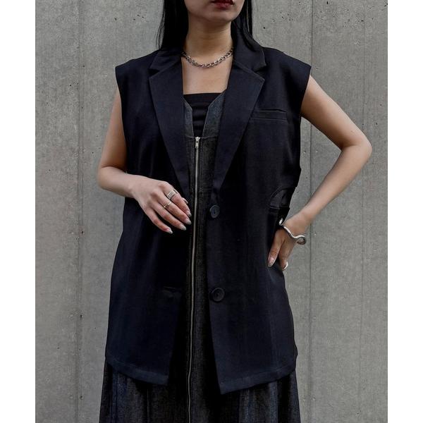 ベスト ジレ 「＆ｇ'aime 」シアー切替ベスト　Sheer Panel Vest レディース