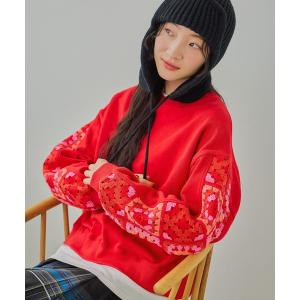 「niko and...」 スウェットカットソー LARGE レッド レディース