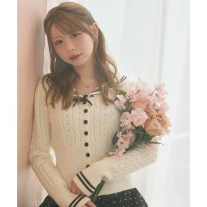 カーディガン セーラーラインニットカーディガン レディース