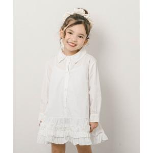 ワンピース ティアードフリルシャツワンピース キッズ 子供服 女の子